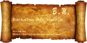 Bartalus Mátyás névjegykártya